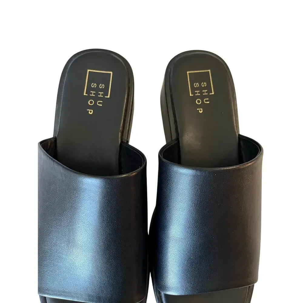 Shu Shop | Black Size 8 Lourdes Slide Sandals Wedge